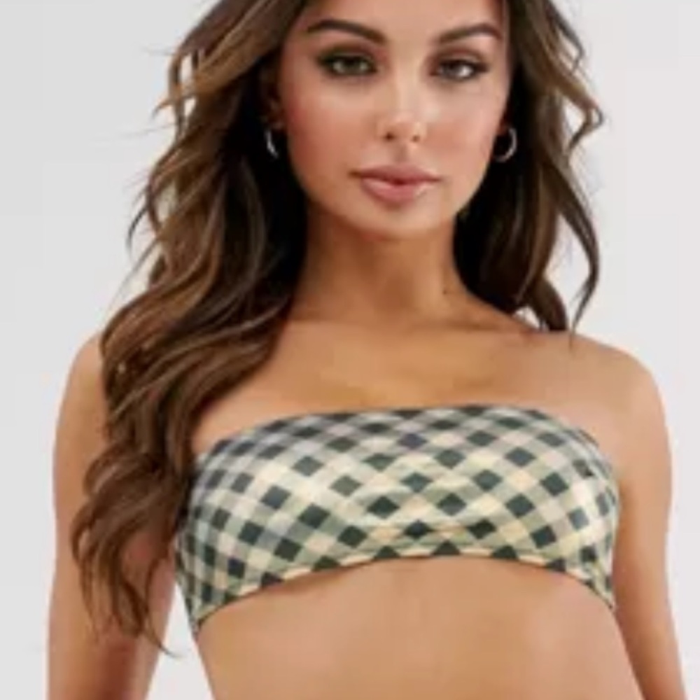 2 for $40 - Pistol Panties - BNWT Checker Gold & Black Bandeau Swim Top